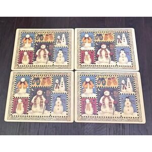 Pimpernel Placemats Multicolor Debbie Mumm Snowman Cork Back Set of 4 Winter